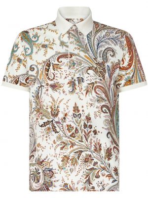 Pamučna polo majica s printom s paisley uzorkom Etro bijela