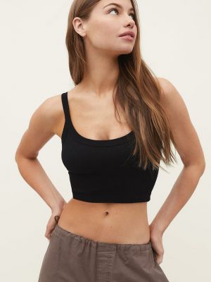 Stradivarius Top Cropped Cu Bretele Late  L - Negru