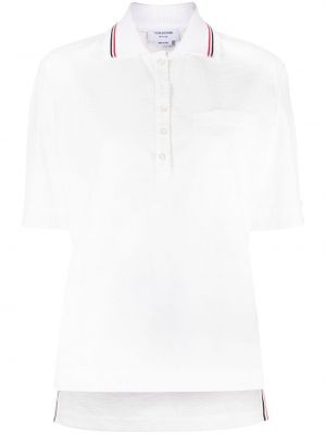 Поло тениска на райета Thom Browne бяло