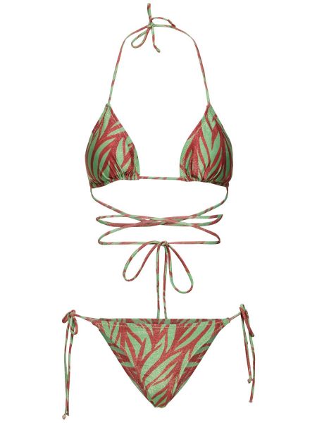 Bikini con estampado Reina Olga verde