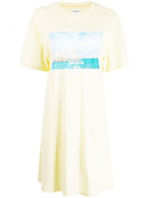 Хлопковое рубашка платье с принтом Musium Div., желтое
