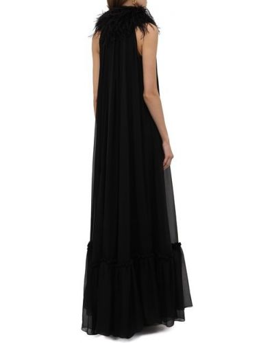 Платье с перьями Saint Laurent черное