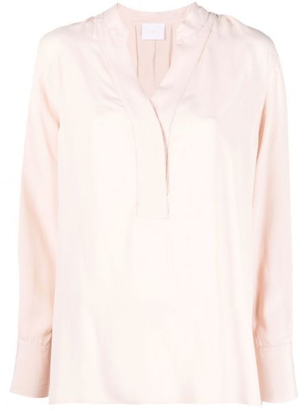 Блузка с V-образным вырезом длинная Merci, розовая