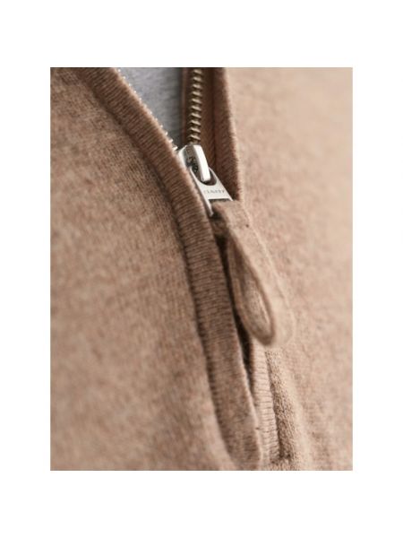 Jersey cuello alto con cremallera de tela jersey Gant beige