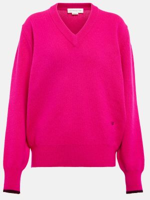 Oversized kašmírový svetr Victoria Beckham růžový