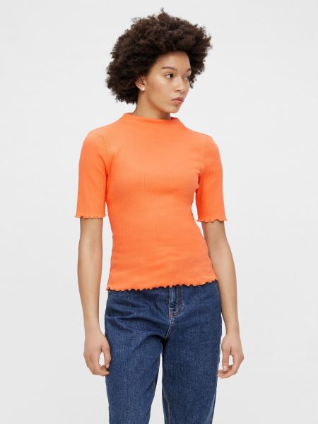 Μπλούζα με όρθιο γιακά Pieces πορτοκαλί
