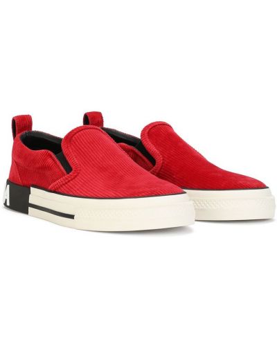 Zapatillas de pana slip on Dolce & Gabbana rojo