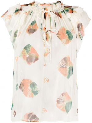 Копринена блуза с принт Ulla Johnson бяло