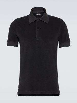 Medvilninis polo marškinėliai Tom Ford juoda