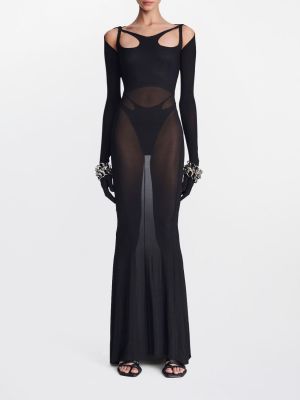 Прозрачна макси рокля от джърси Dion Lee черно