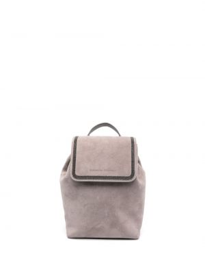 Semišový batoh s korálky Brunello Cucinelli šedý