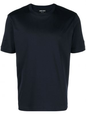 Haftowana koszulka bawełniana Giorgio Armani niebieska