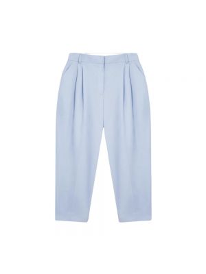 Pantaloncini di lana plissettati di flanella Stella Mccartney blu