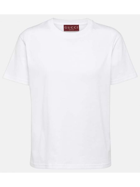 Camiseta con bordado de algodón de tela jersey Gucci blanco