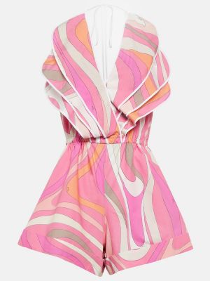 Overall aus baumwoll mit print mit rüschen Pucci pink