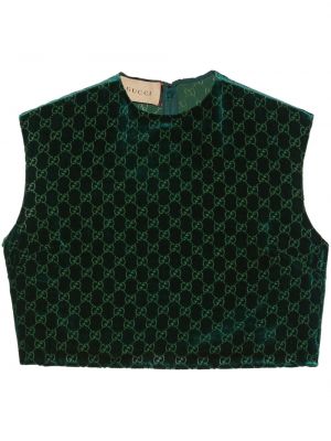 Zielony aksamitny top żakardowy Gucci