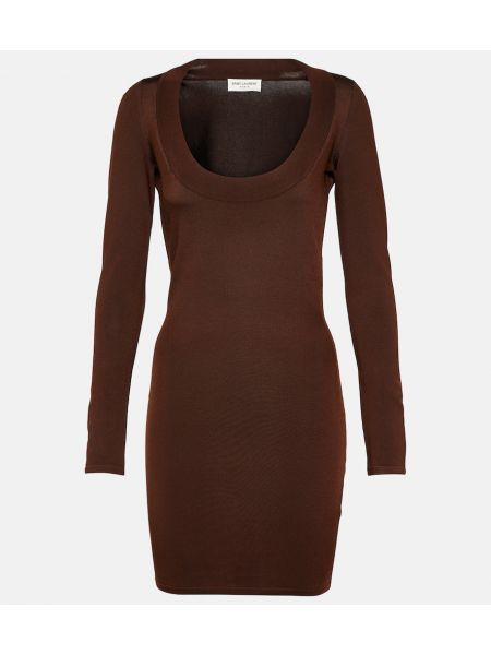 Mini vestido de punto Saint Laurent marrón