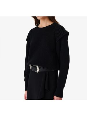 Suéter de lana de lana merino de tela jersey Iro negro