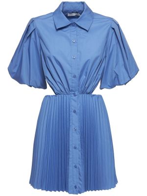 Bavlněné mini šaty s krátkými rukávy Jonathan Simkhai - modrá