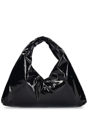 Памучни чанта от лакирана кожа Kassl Editions черно