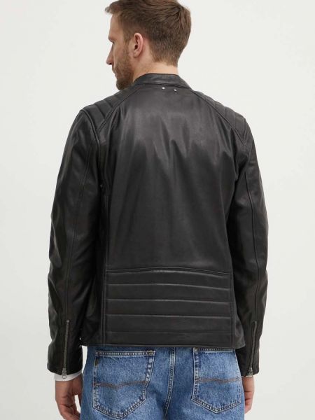 Jachetă izolată din piele Pepe Jeans negru