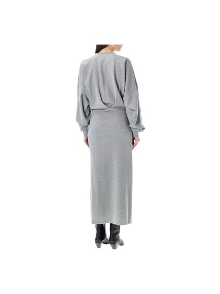 Vestido midi de algodón con volantes Isabel Marant étoile gris