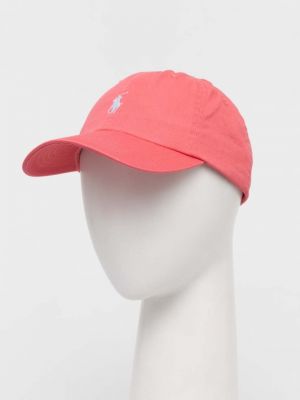 Памучна шапка с козирки с апликация Polo Ralph Lauren розово