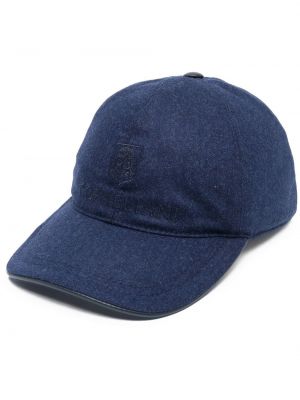 Brodert cap Corneliani blå