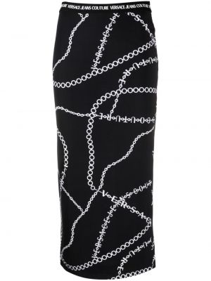 Džínsová sukňa s potlačou Versace Jeans Couture čierna