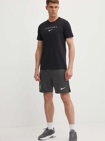Хлопковая футболка с принтом Nike черная