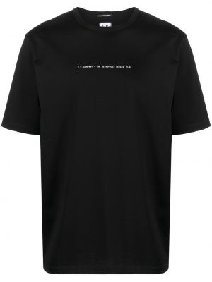 Памучна тениска с принт от джърси C.p. Company черно