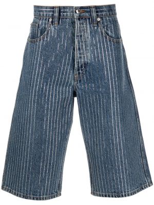 Szorty jeansowe bawełniane w paski klasyczne Alexander Wang - niebieski