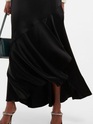 Saténové dlouhá sukně Polo Ralph Lauren černé