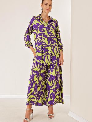 Oversized dlouhá sukně s paisley potiskem s kapsami By Saygı fialové