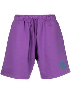 Bombažne kratke hlače z vezenjem Paccbet vijolična