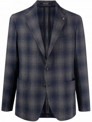 Gradient sjekket lang blazer Tagliatore svart