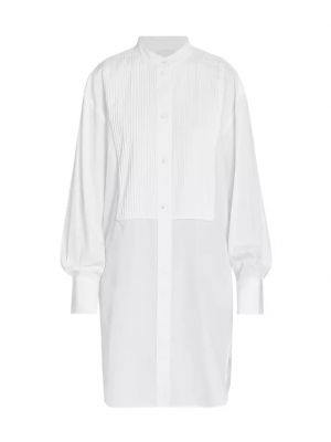 Плиссированное хлопковое платье-рубашка Isabel Marant белое