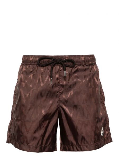 Pantaloni scurți din jacard Moncler maro