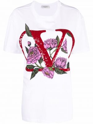 Camiseta con lentejuelas Valentino blanco