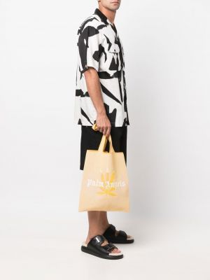 Shopper kabelka s potiskem Palm Angels žlutá
