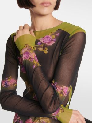 Midi obleka s cvetličnim vzorcem s potiskom Jean Paul Gaultier
