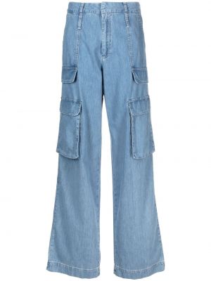 Bavlněné džíny s knoflíky s páskem Frame - modrá