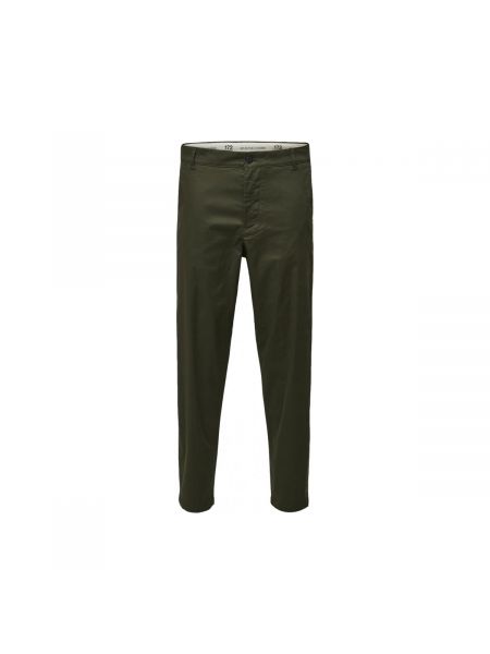 Spodnie slim fit Selected zielone