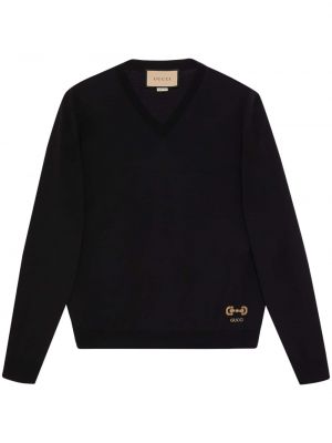 Пуловер с v-образно деколте Gucci черно