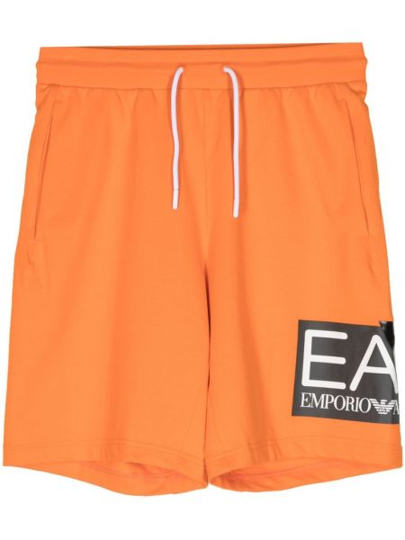 Shorts de sport en coton à imprimé Ea7 Emporio Armani