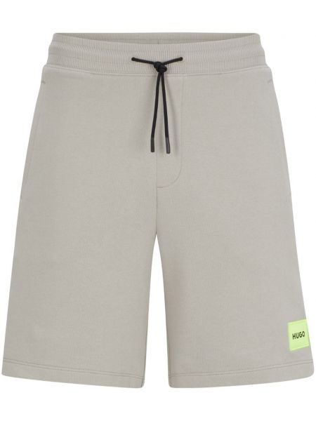 Shorts en coton à imprimé de sport Hugo gris