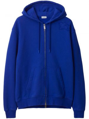 Pamučna hoodie s kapuljačom s vezom Burberry plava