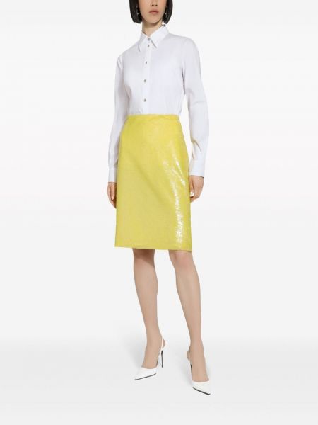 Pouzdrová sukně s flitry Dolce & Gabbana žluté