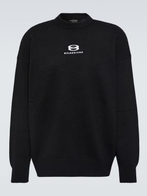 Sweter wełniany z kaszmiru Balenciaga czarny