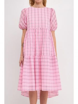 Клетчатое платье миди English Factory розовое
